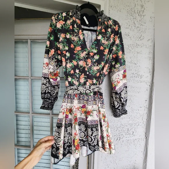 ALICE + OLIVIA ANIS FLORAL MOCK NECK MINI DRESS Sz 6 - Picture 6 of 12